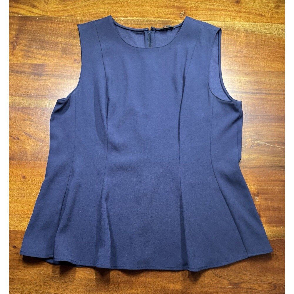 Ann Taylor Size 14 Blue Peplum Top Sleeveless Career Workwear Blouse Solid
